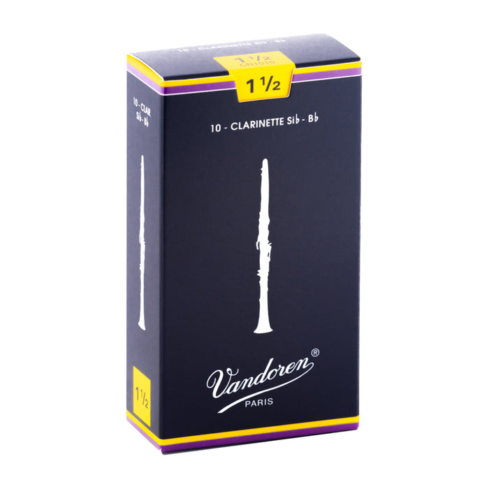 Vandoren CR1015 傳統 Bb 單簧管簧片 - 強度 1.5（10 盒裝）