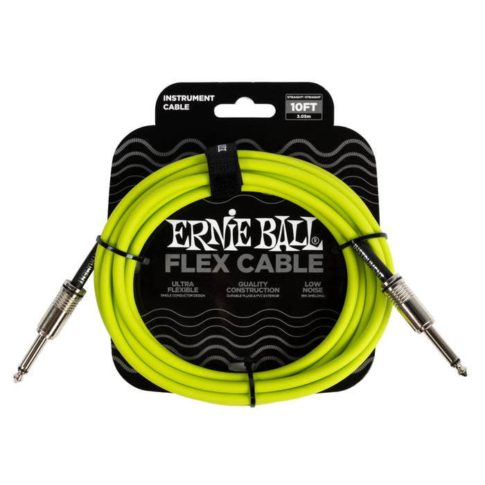 Ernie Ball 直/直 10 英尺柔性樂器電纜 綠色