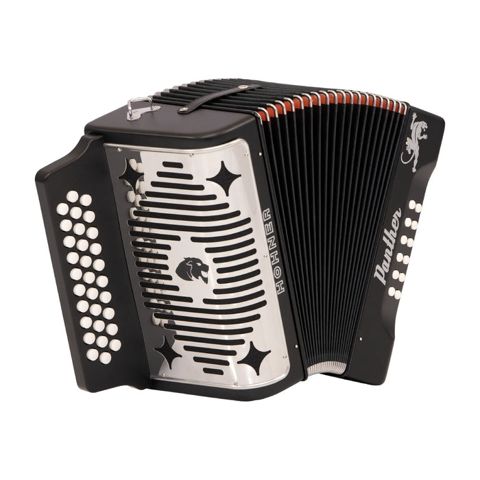 Hohner 3100FB Panther Diatonic Button Accordion with Gig Bag - Keys of F / Bb / Eb - Black