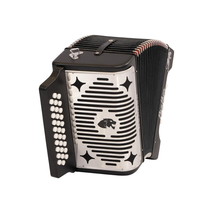 Hohner 3100FB Panther Diatonic Button Accordion with Gig Bag - Keys of F / Bb / Eb - Black