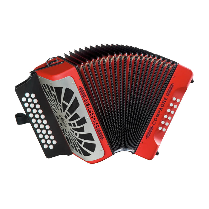 Hohner COFR Compadre Diatonic Button Accordion with Gig Bag - Keys of F / Bb / Eb - Red