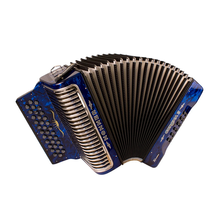 Hohner CXGBL Corona II Xtreme Diatonic Button Accordion - Key of G / C / F - Dark Blue Pearl