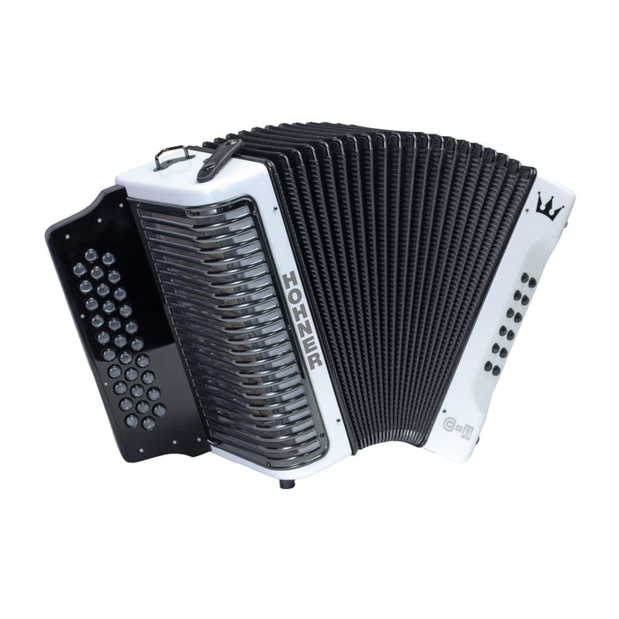 Hohner Corona C-II Diatonic Button Accordion - Keys of  F/Bb/Eb - White Rainbow