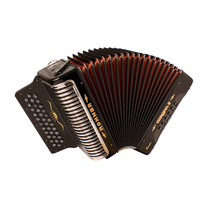 Hohner Corona II XTREME Diatonic Button Accordion - Keys of F/Bb/Eb - Jet Black