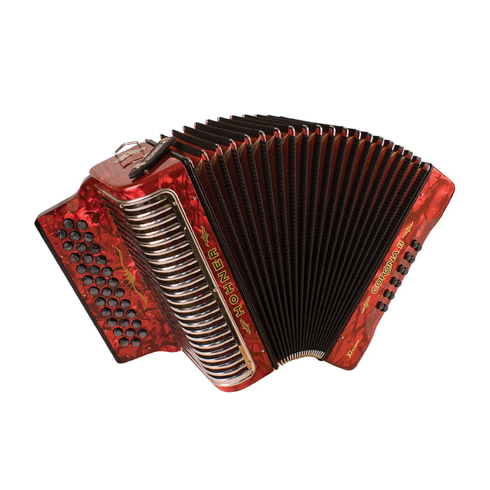 Hohner Corona II XTREME Diatonic Button Accordion - Keys of G/C/F - Pearl Red
