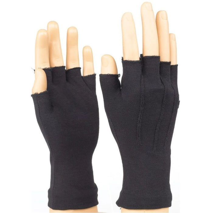 Long Wristed Fingerless Cotton Black - FGC150