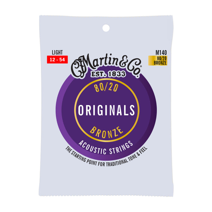 Martin M140 Origianl Acoustic Guitar Strings - 80/20 Bronze - .012-.054 Light