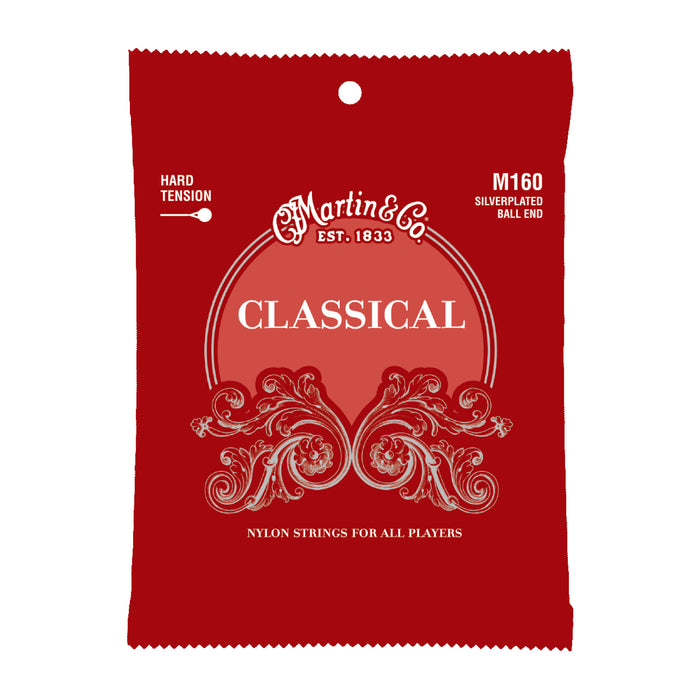 Martin M160 Classical Nylon Ball End Guitar Strings - 80/20 Bronze - .028-.043 Hard Tension
