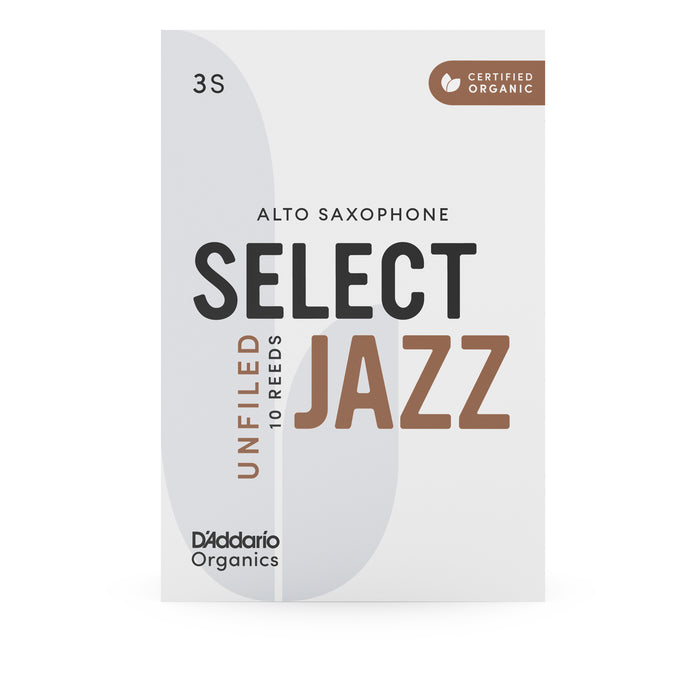 Daddario ORRS10ASX3S Organic Select Jazz Unfiled Alto Sax Reeds, Strength 3 Soft, 10-Pack