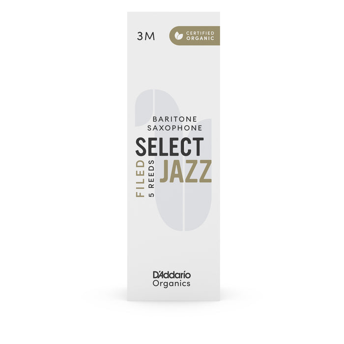 Daddario ORSF05BSX3M Cañas para saxo Bari Organic Select Jazz Filed, fuerza 3 mediana, paquete de 5