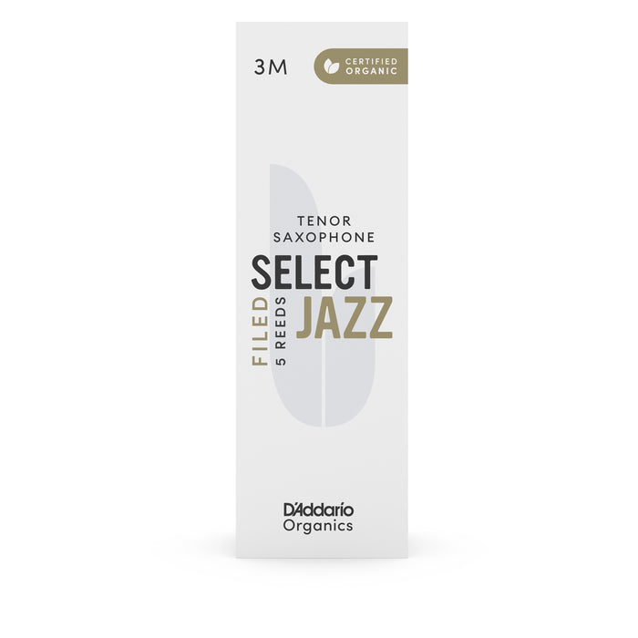 Daddario ORSF05TSX3M Cañas para saxo tenor con archivo de jazz orgánico selecto, fuerza 3 mediana, paquete de 5