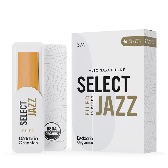 Daddario ORSF10ASX3M Organic Select Jazz Filed Alto Sax Reeds, Strength 3 Medium, 10-Pack