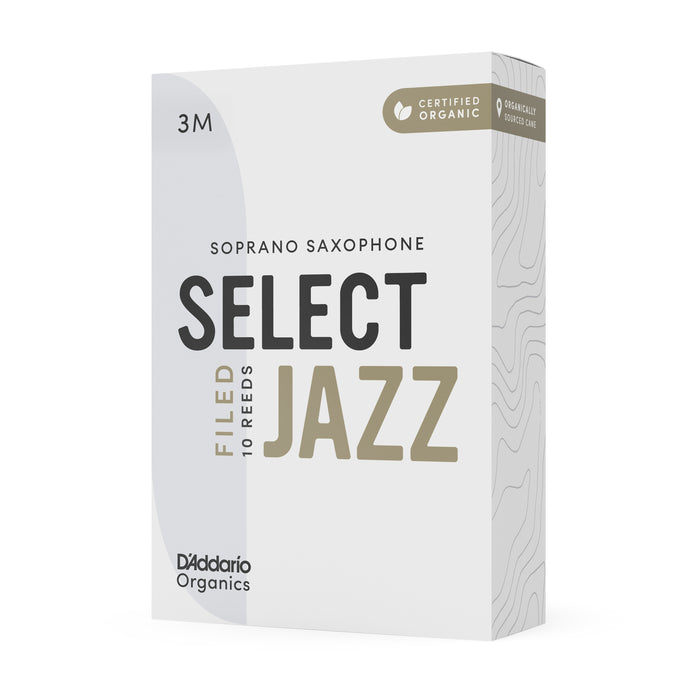 Daddario ORSF10SSX3M Cañas para saxo soprano con archivo de jazz orgánico selecto, fuerza 3 mediana, paquete de 10