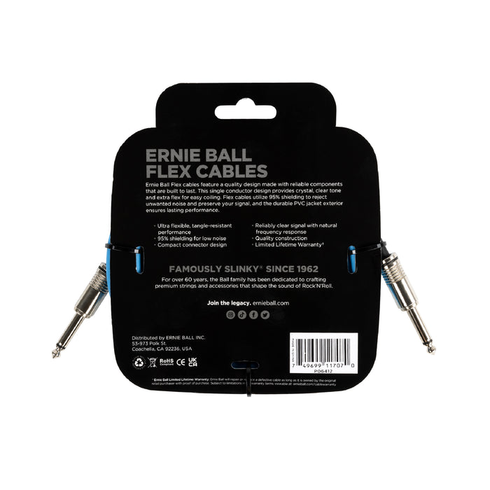 Ernie Ball 直/直 10 英尺柔性樂器電纜 藍色