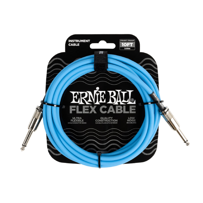 Ernie Ball 直/直 10 英尺柔性樂器電纜 藍色