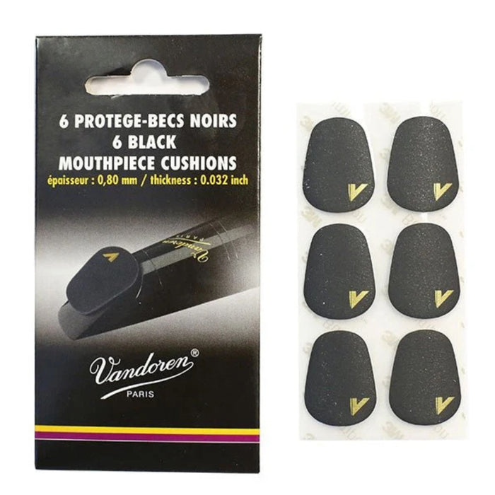 Vandoren VMCX6+ Mouthpiece Cushions; Black; Thick; Pack of 6