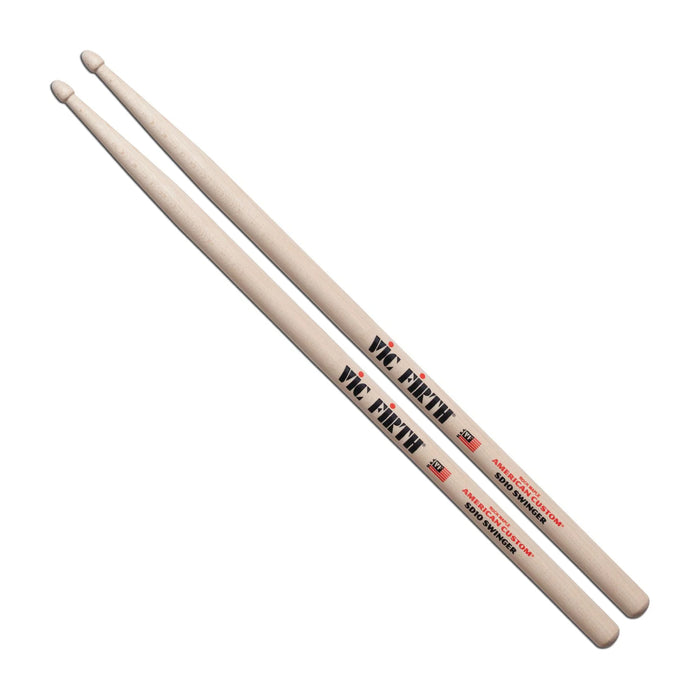 Vic Firth SD10 American Custom Swinger Drum Sticks - Wood Tear Drop Tip - Maple