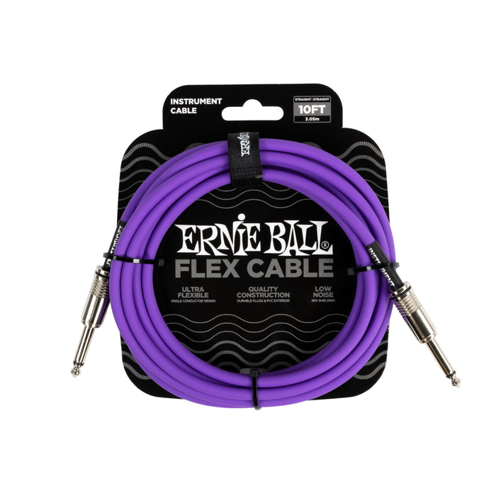 Ernie Ball 直/直 10 英尺柔性樂器電纜 紫色