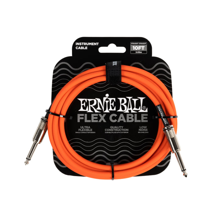 Ernie Ball 直/直 10 英尺柔性樂器電纜 橙色