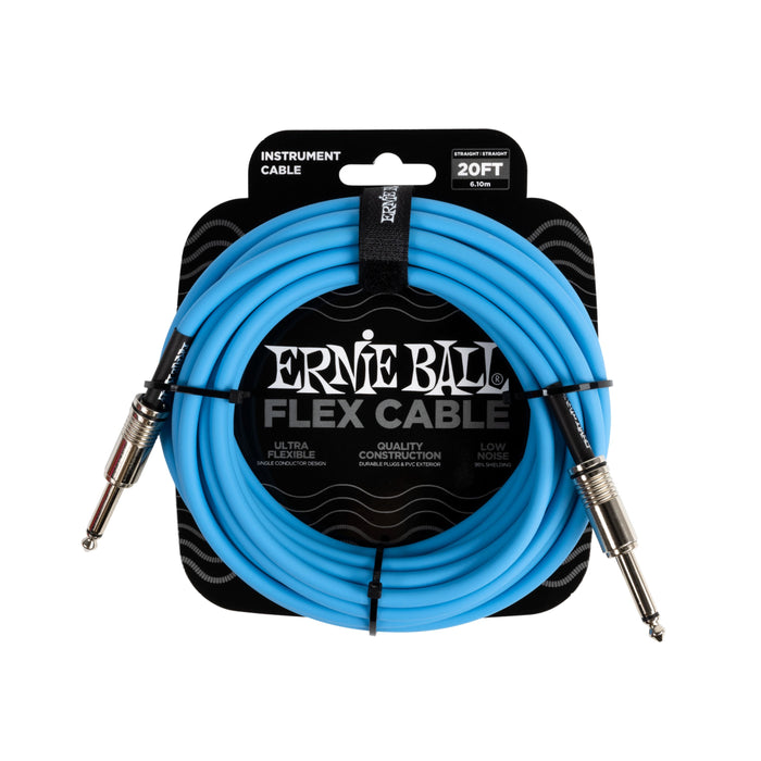 Ernie Ball 直/直 20 英尺柔性樂器電纜 藍色