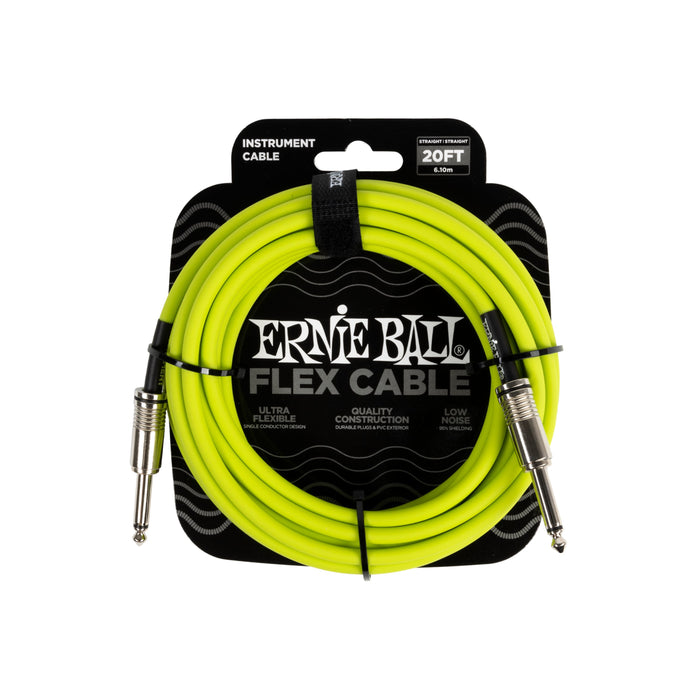 Ernie Ball 直/直 20 英尺柔性樂器電纜 綠色
