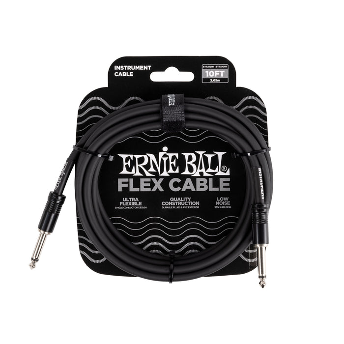 Ernie Ball 直/直 10 英尺 Flex 樂器電纜 黑色