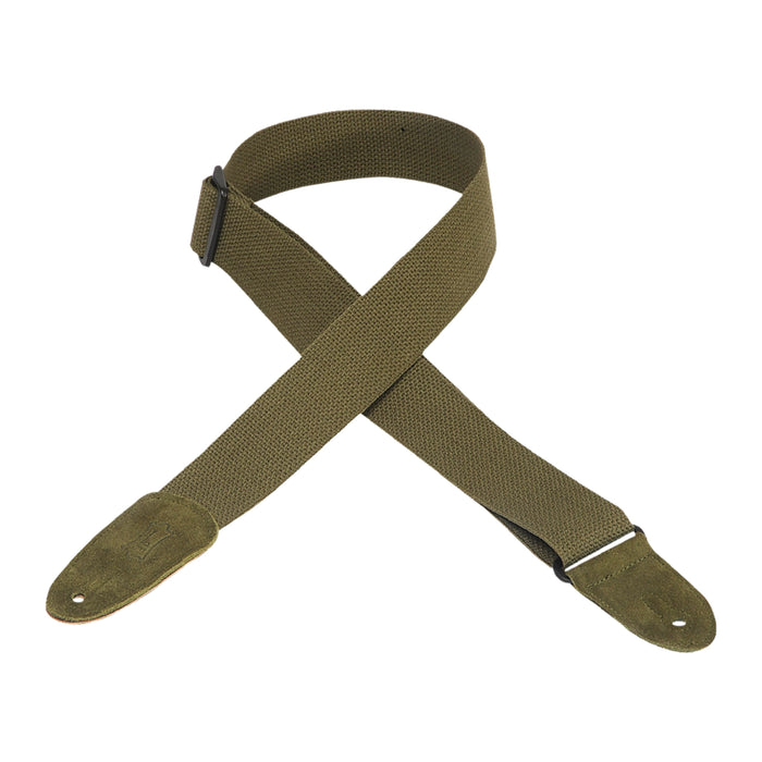 Levys Cotton & Suede Series 2" Green Guitar Strap