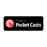 Black banner with Pocket Casts logo and text on a transparent background