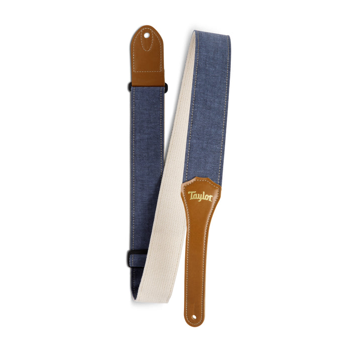 Taylor 2.5" Vegan Guitar Strap, Herringbone Hemp Cotton, Blue