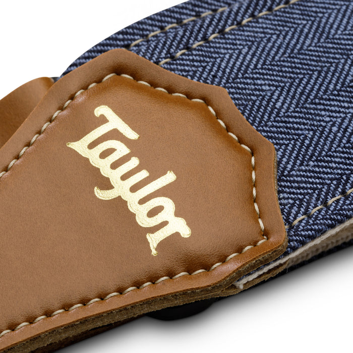 Taylor 2.5" Vegan Guitar Strap, Herringbone Hemp Cotton, Blue