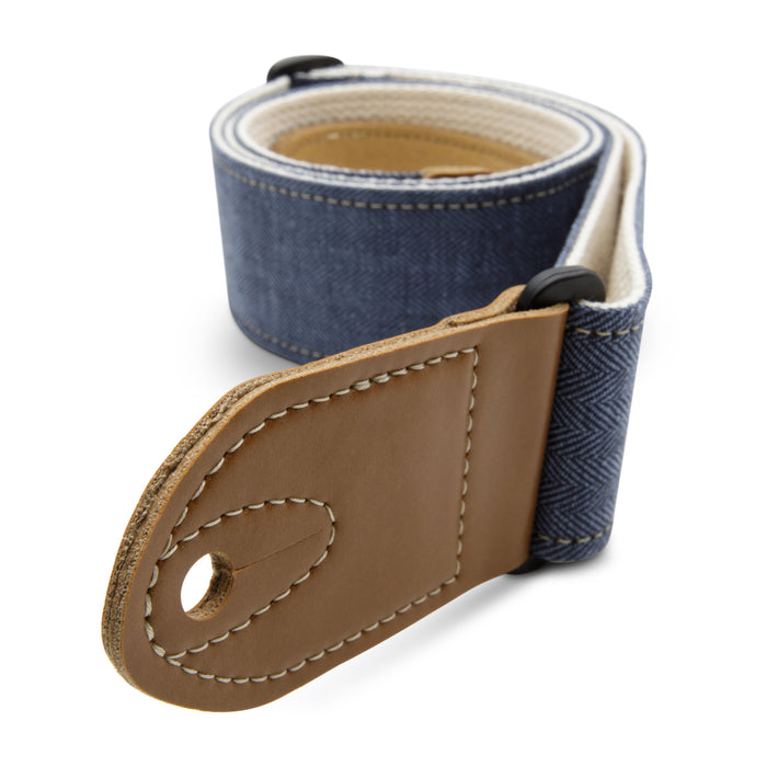 Taylor 2.5" Vegan Guitar Strap, Herringbone Hemp Cotton, Blue