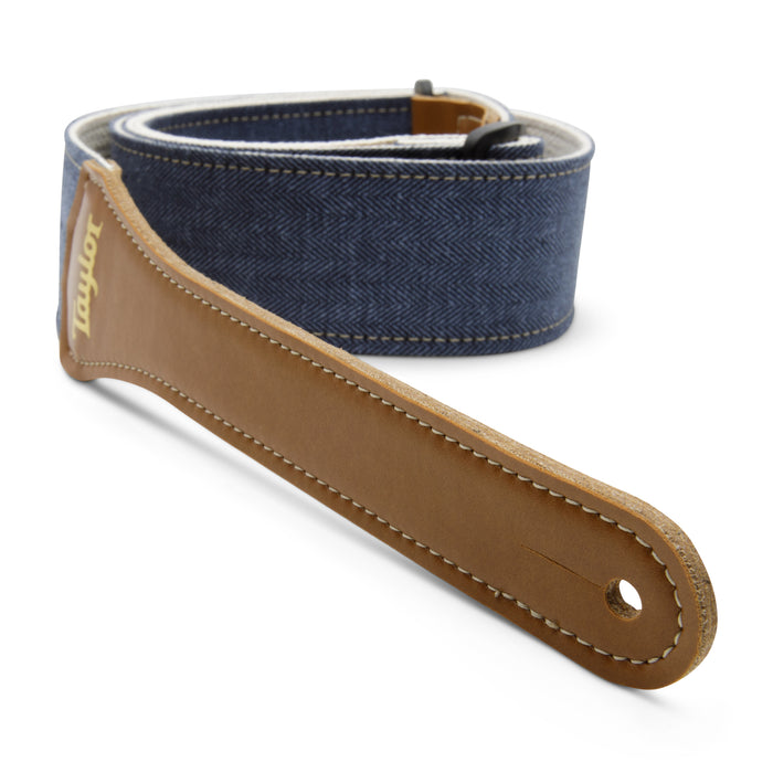 Taylor 2.5" Vegan Guitar Strap, Herringbone Hemp Cotton, Blue