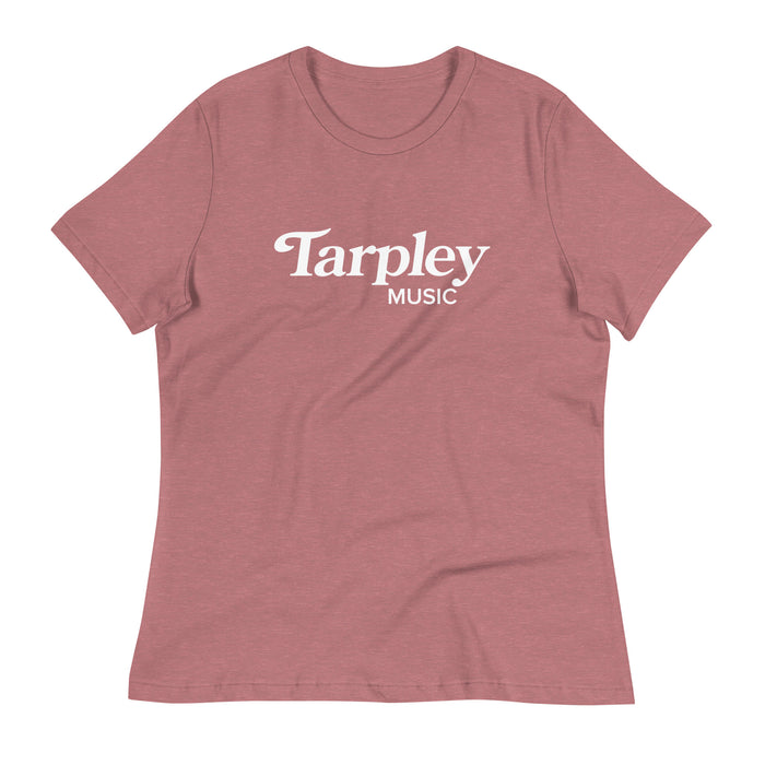 Women's Relaxed T-Shirt | Tarpley Music Logo | Heather Mauve