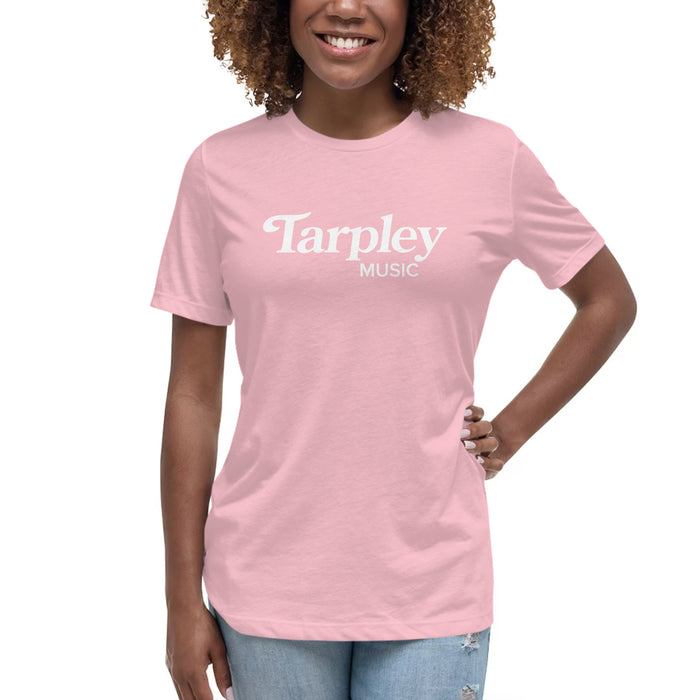 女用休閒 T 卹 |塔普利音樂標誌|粉紅色的