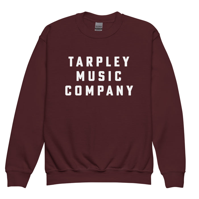 Sudadera unisex juvenil con cuello redondo | Logotipo de la música de Tarpley | Granate