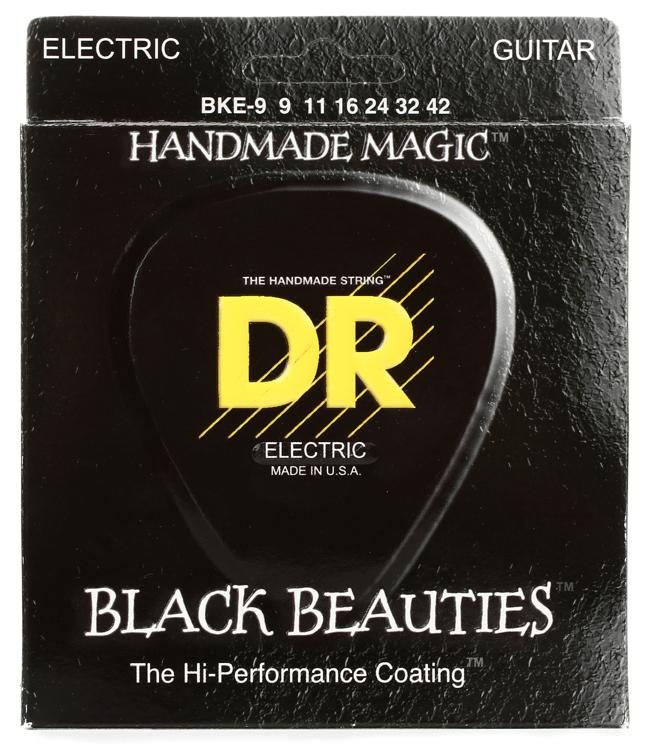  DR Strings Electric Guitar Strings, Black Beauties-Black  Coated, 9-42 (BKE-9) : Musical Instruments