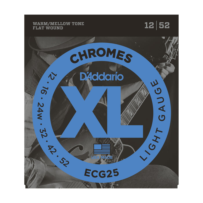 D'Addario ECG25 Chromes Flat Wound, Light, 12-52 - Tarpley Music Company, Inc.
