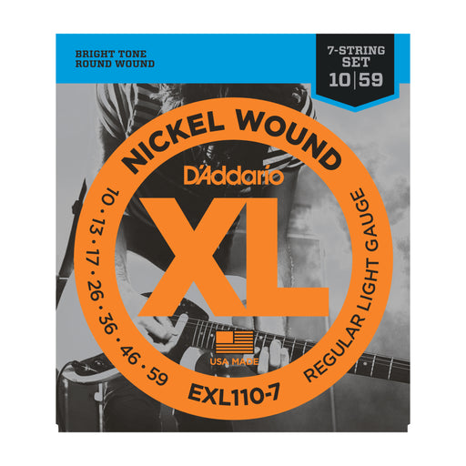 D'Addario EXL110-7 Nickel Wound, 7-String, Regular Light, 10-59 - Tarpley Music Company, Inc.