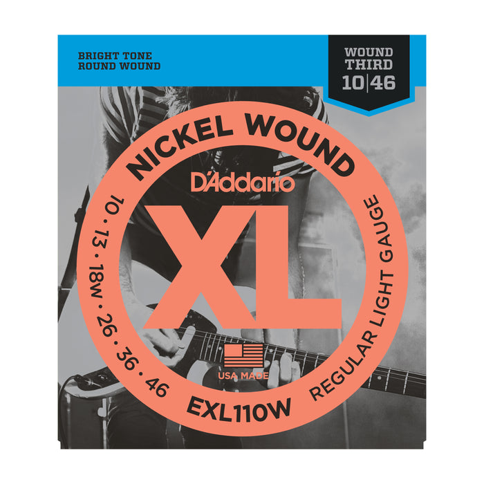 D'Addario EXL110W Nickel Wound, Regular Light, Wound 3rd, 10-46 - Tarpley Music Company, Inc.