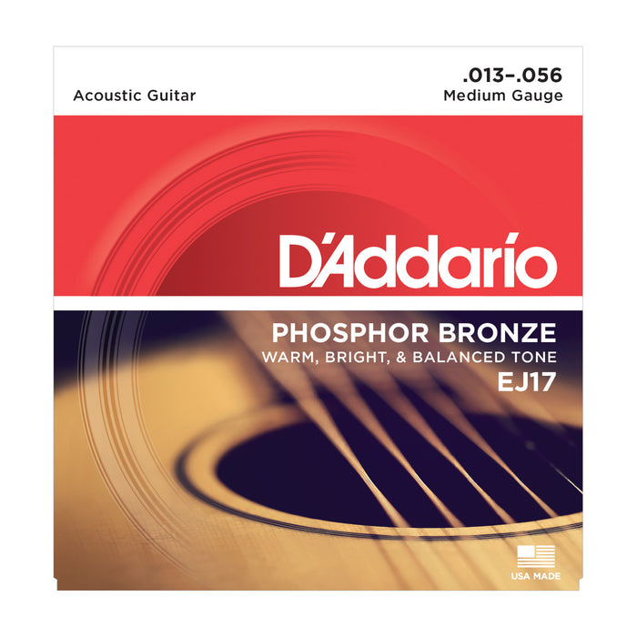 D'Addario EJ17 Phosphor Bronze, Medium, 13-56 - Tarpley Music Company, Inc.