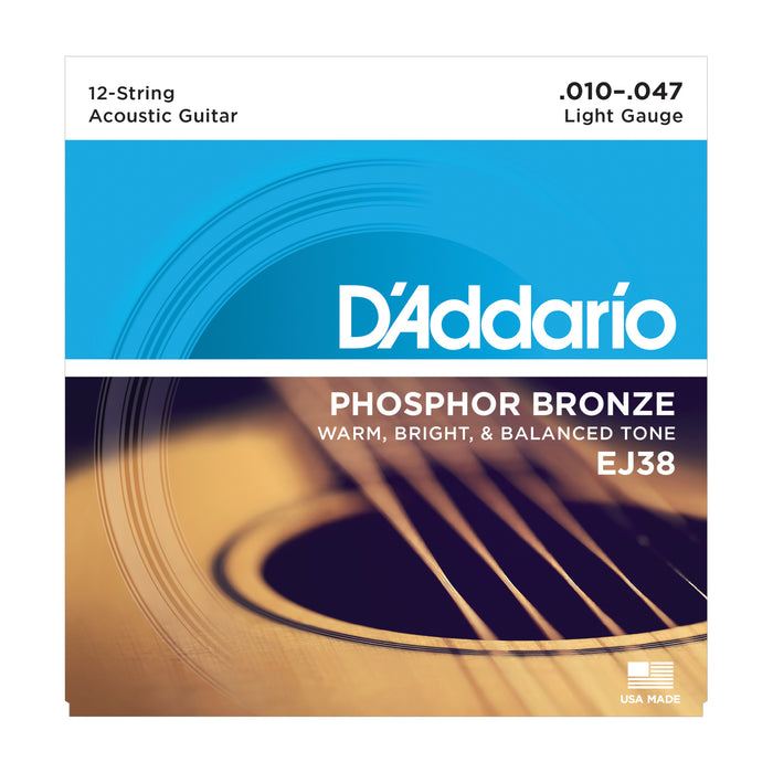 D'Addario EJ38 12-String Phosphor Bronze, Light, 10-47 - Tarpley Music Company, Inc.