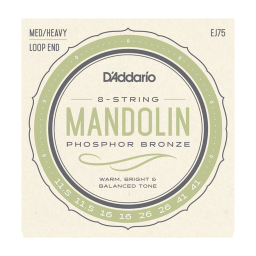 D'Addario EJ75 Mandolin Strings, Phosphor Bronze, Medium/Heavy, 11.5-41 - Tarpley Music Company, Inc.