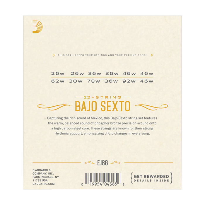 D'Addario EJ86 Bajo Sexto Strings - Tarpley Music Company, Inc.