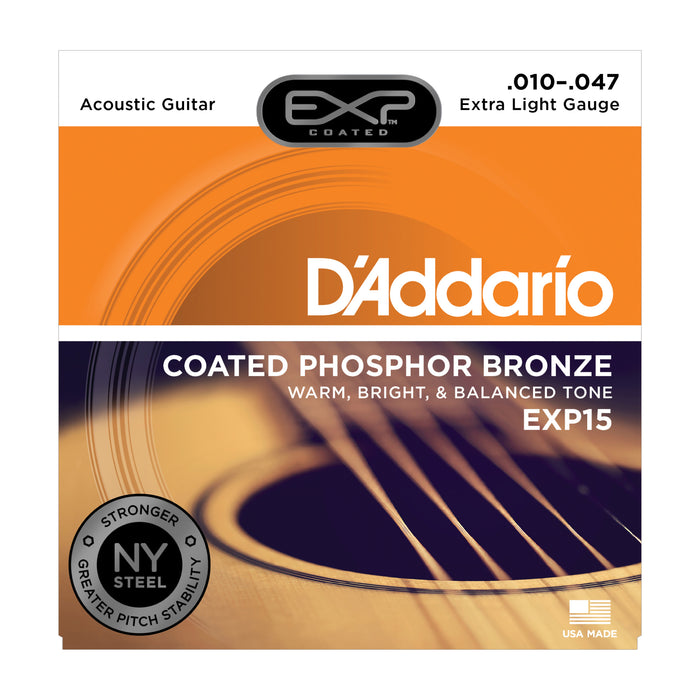 D'Addario EXP15 Coated Phosphor Bronze, Extra Light, 10-47 - Tarpley Music Company, Inc.