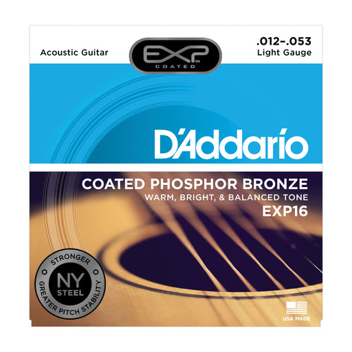 D'Addario EXP16 Coated Phosphor Bronze, Light, 12-53 - Tarpley Music Company, Inc.