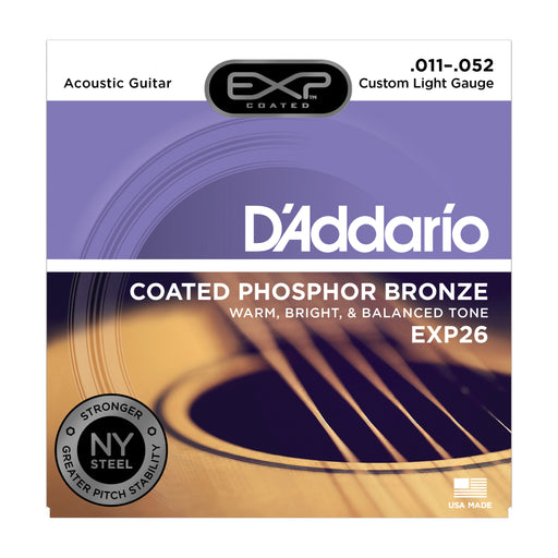 D'Addario EXP26 Coated Phosphor Bronze, Custom Light, 11-52 - Tarpley Music Company, Inc.