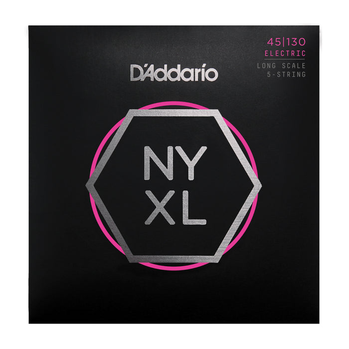 D'Addario NYXL45130, Set Long Scale, Regular Light 5-String, 45-130 - Tarpley Music Company, Inc.